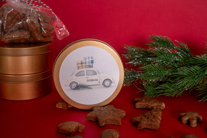 Santa 90 Grs.: Galletas navideñas artesanales con aroma a canela, elaboradas con receta familiar y guardadas en exclusivos tarros vintage DÜKROSS.