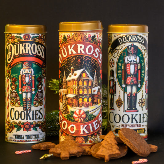 Snow 250 Grs. (1 Tarro): Galletas navideñas artesanales con aroma a canela, elaboradas con receta familiar y guardadas en exclusivos tarros vintage DÜKROSS.